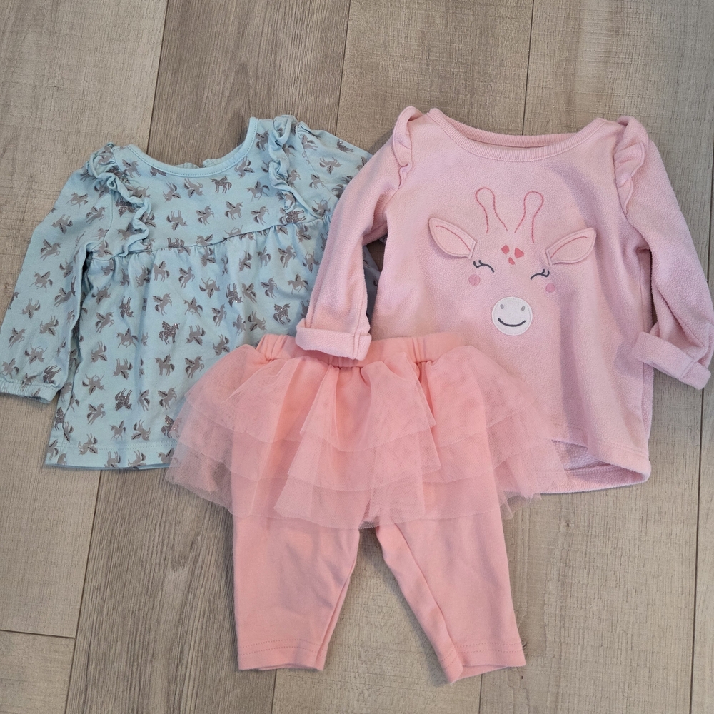 Child of Mine Pink Long Sleeve Tee with Giraffe Design
